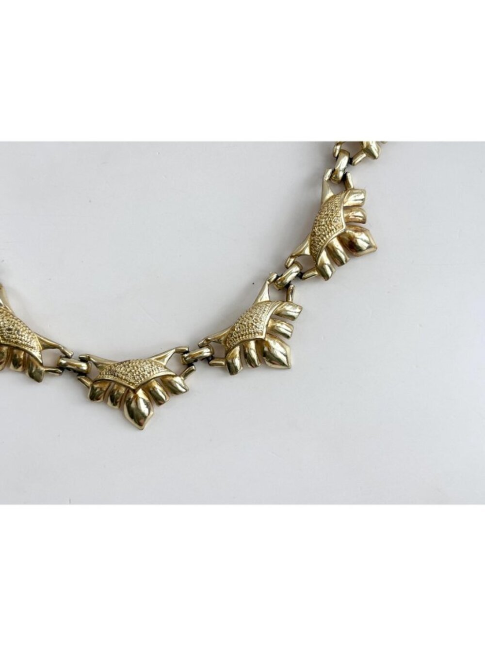 Coro Signed Gold Toned Designer Chainlink Abstract Vintage 80's Bracelet - 18" - Picture 11 of 16